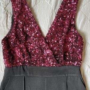 Harlyn Sequin Bodice Black Jumpsuit – Size M - Pink and Black